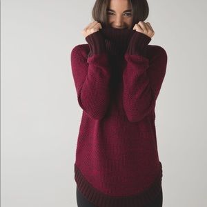 NWOT Lululemon Passage to Prana Turtleneck Sweater in Berry Rumble